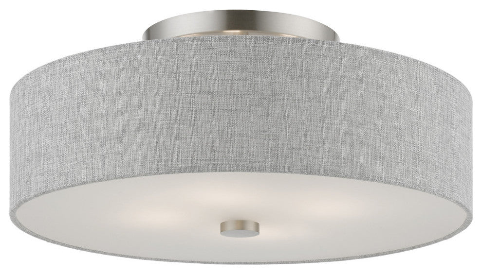 Dakota 4 Light Brushed Nickel With Shiny White Accents Semi-Flush