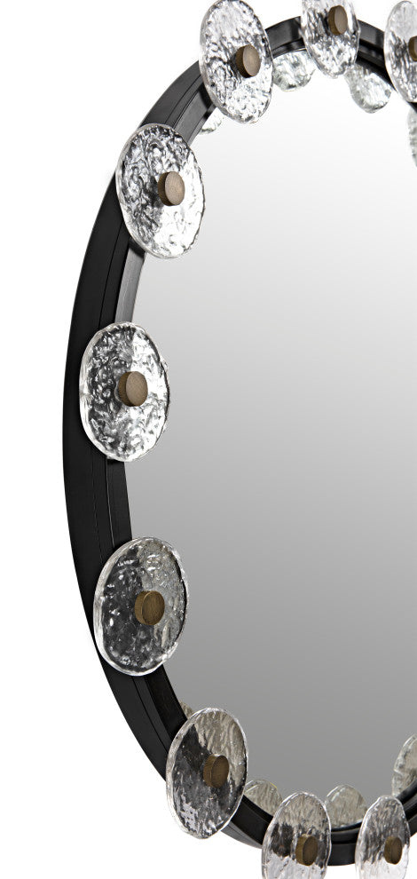 Moira Mirror With Glass Details, Black Metal