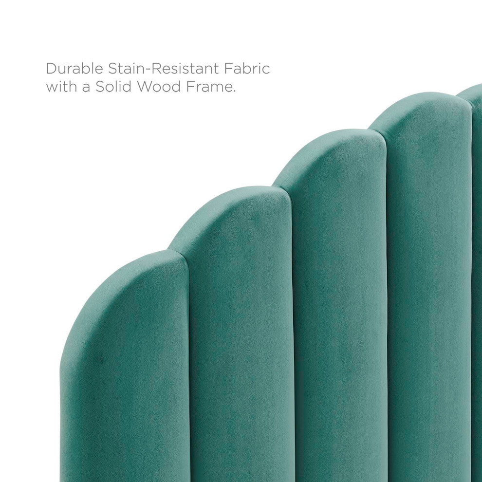 Platform Bed Frame, King Size, Teal Blue, Velvet, Modern, Bedroom Guest Suite