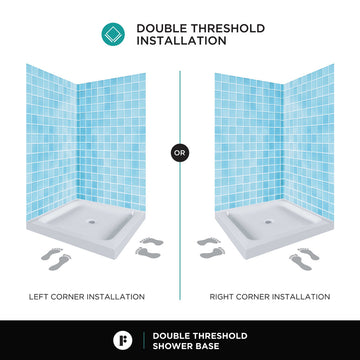 Fine Fixtures Double Threshold Acrylic Shower Base, 42 X 42, Universal