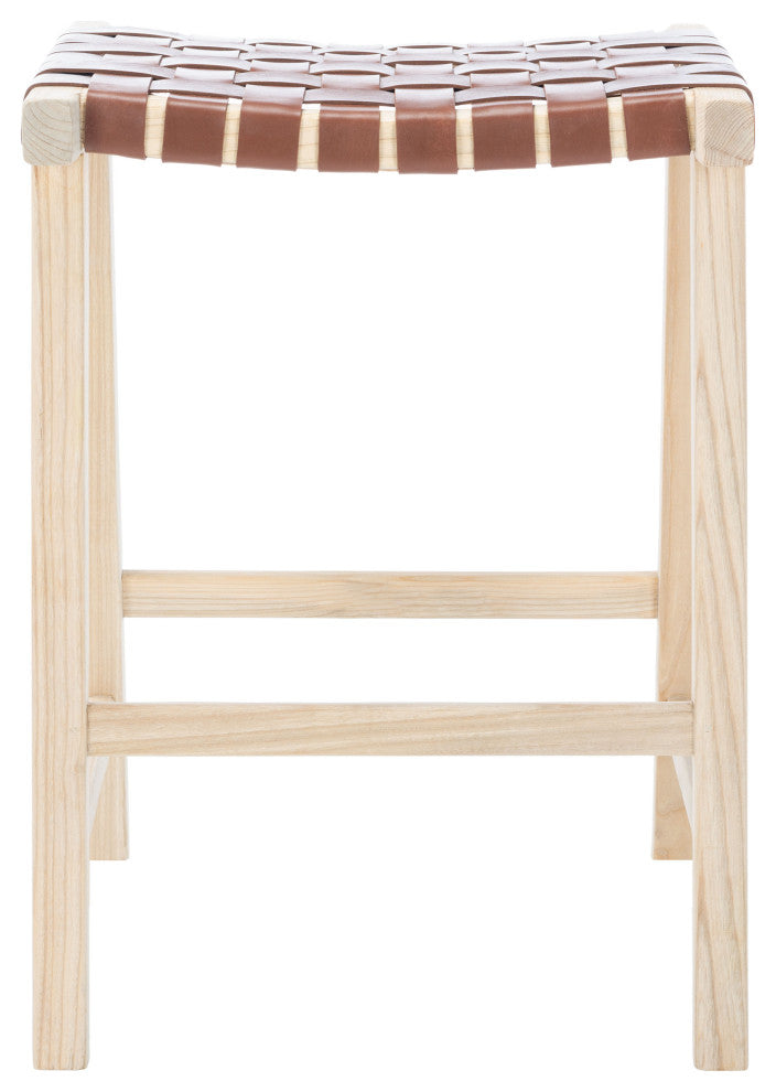 Safavieh Abreu Rectangle Counter Stool, Cognac / Light Natural