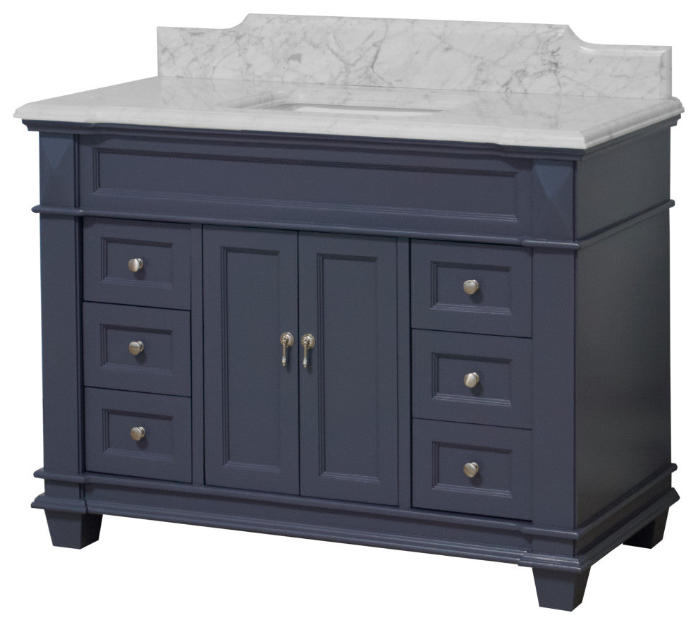 Elizabeth 48" Bathroom Vanity, Marine Gray, Carrara Marble
