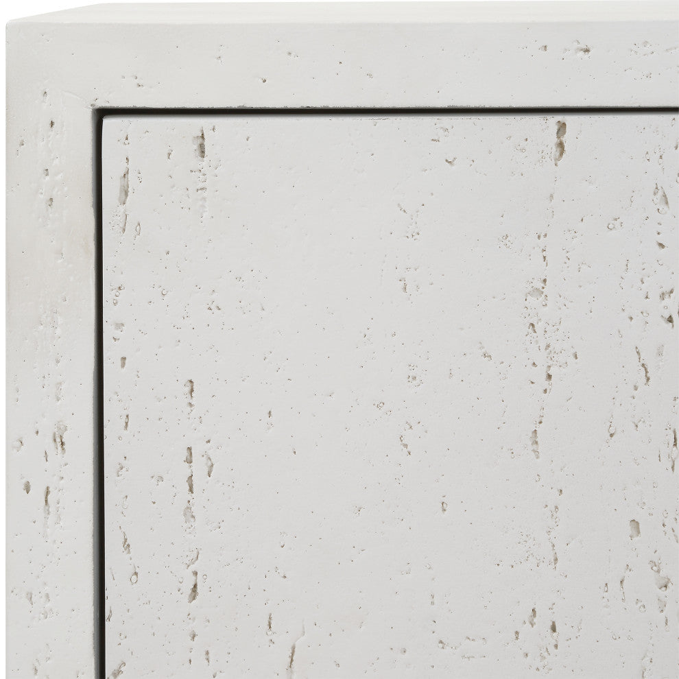 Close-up of cabinet surface texture on white background.