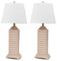 Set of 2 Cream Beige Coastal Shutter Styled Table Lamps