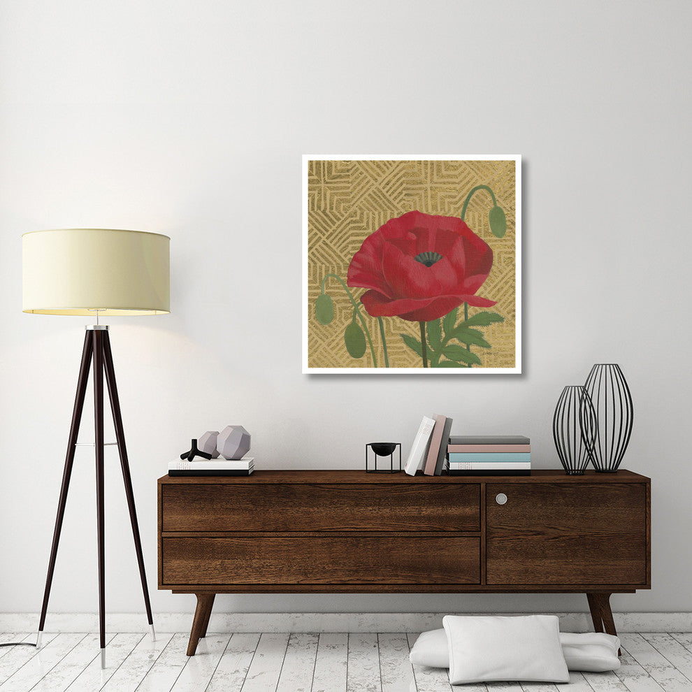 "Poppy with Pattern" Digital Paper Print by Kathrine Lovell, 38"x38"