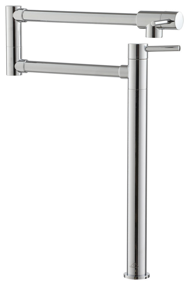 Pot Filler Faucet Deck Mount Stove Kitchen Faucets Dual Handle Folding Faucet, Chrome Plating