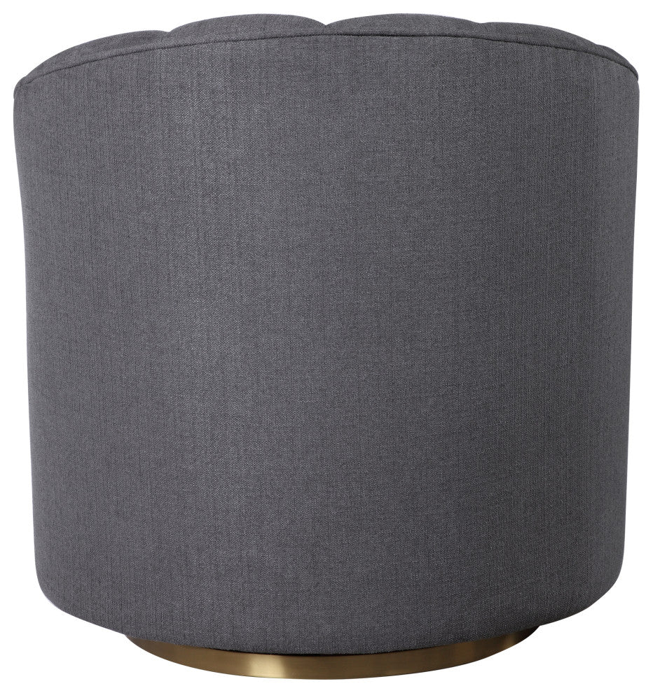 Uttermost Cuthbert Wood Stainless Steel and Fabric Swivel Chair in Brushed Brass