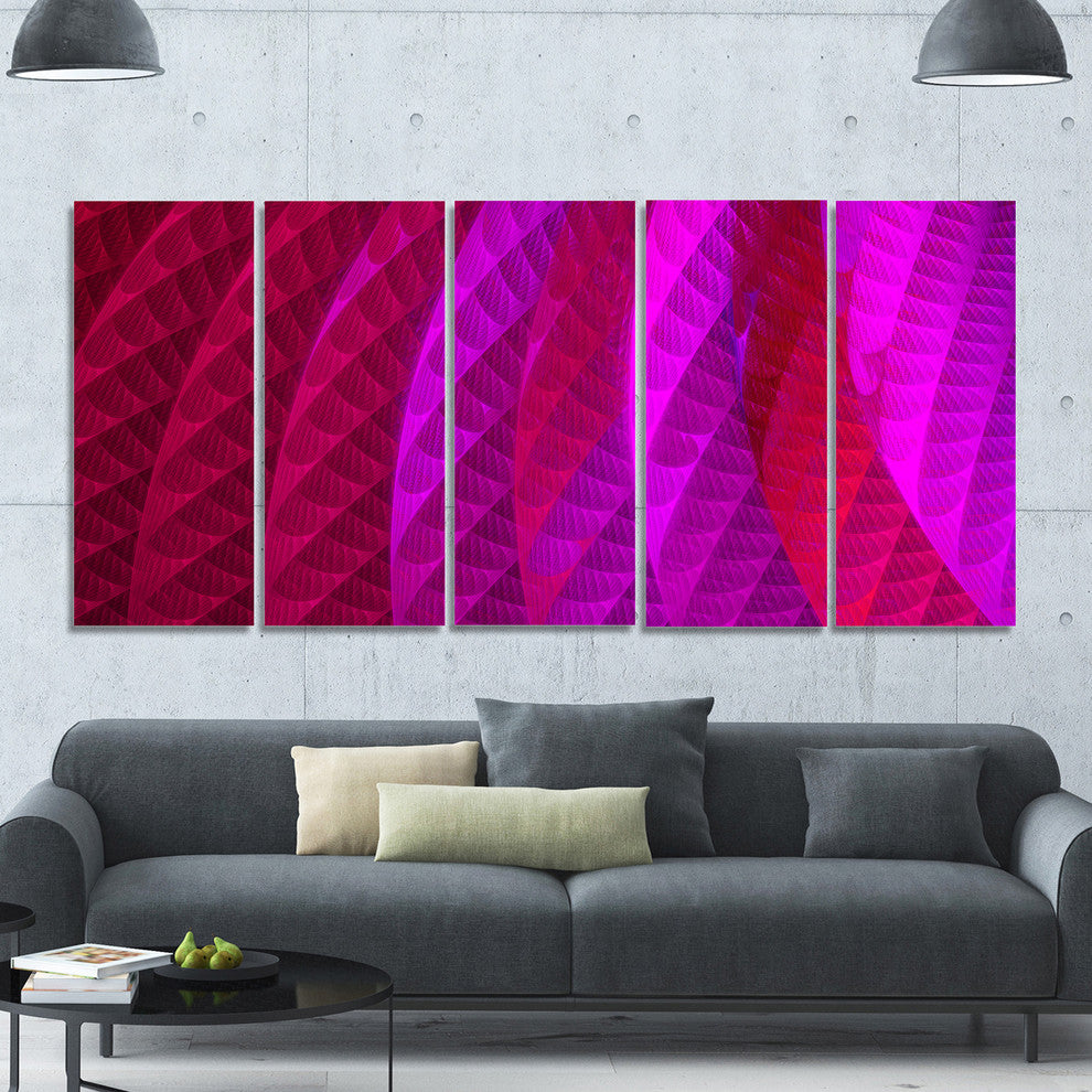 Layered Pink Psychedelic Design, Abstract Canvas Art Print, 60"x28", 5 Panels
