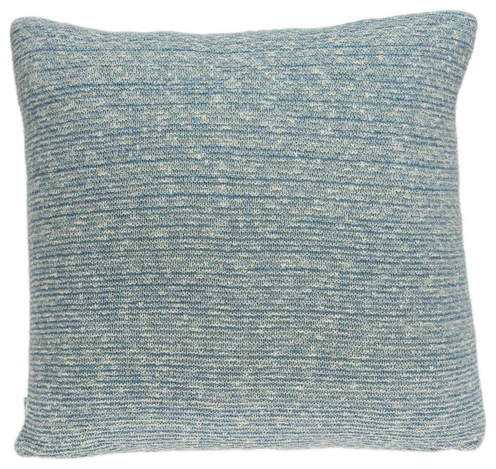 HomeRoots 20" x 7" x 20" Transitional Blue Cotton Pillow Cover With Down Insert