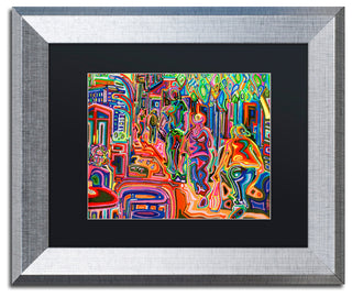 Josh Byer 'Folk' Art, Silver Frame, Black Mat, 14x11