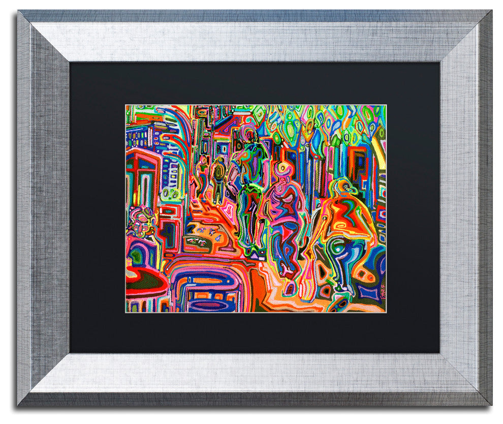 Josh Byer 'Folk' Art, Silver Frame, Black Mat, 14x11