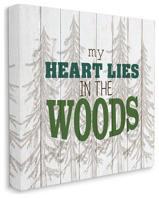 Heart Lies in Woods Quote Camping Pine Tree Sketch Word Design,1pc, each 30 x 30