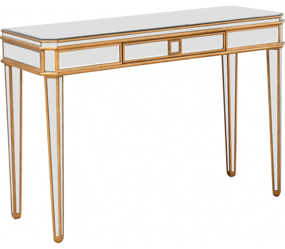 Antiqued Gold Finish Console Table