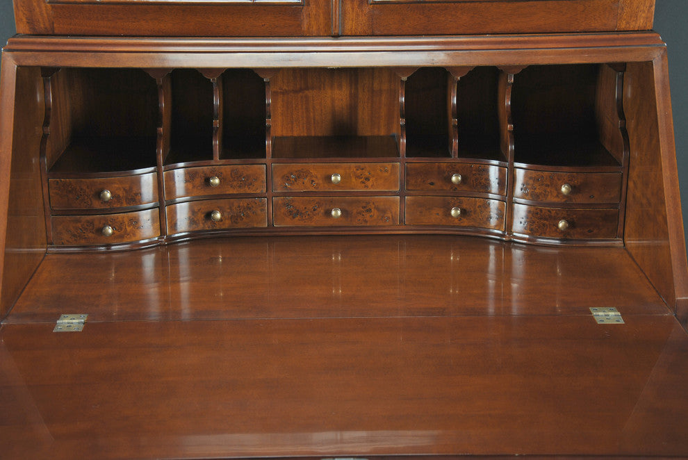 Burled Bookcase Secretary Desk