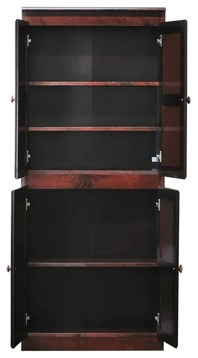 Storage Cabinet, Hardwood Frame With Adjustable Shelves & Round Handles, Red