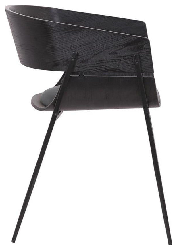 Armen Living Bronte Modern Wood Dining Room Chairs in Black/Gray (Set of 2)