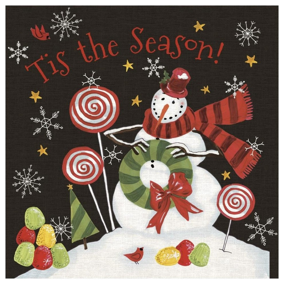 "Sweet Snowmen III Black" Digital Paper Print by Anne Tavoletti, 32"x32"