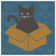 "Cat in a Box - Blue" Digital Paper Print by BG.Studio, 26"x26"