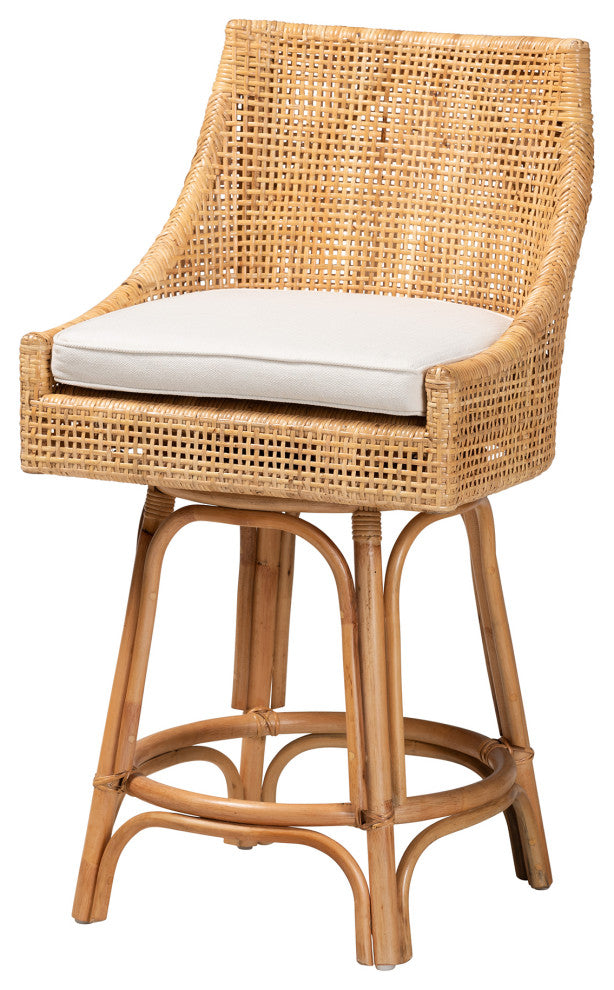Ruby Natural Brown Rattan Collection, Counter Stool