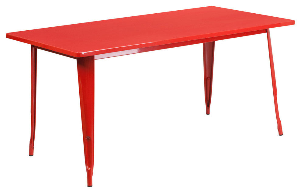 31.5"x63" Rectangular Red Metal Indoor-Outdoor Table