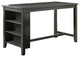 Benzara BM232889 Wooden Counter Height Table With 3 Storage Shelves, Gray