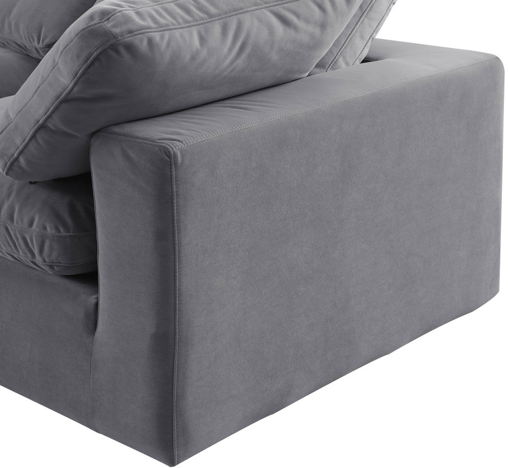 Comfy Upholstered U-Shaped Modular Sectional, Grey, 7-Piece: 3 Armless Chair, 3 Corner Chair, 1 Ottoman, Velvet