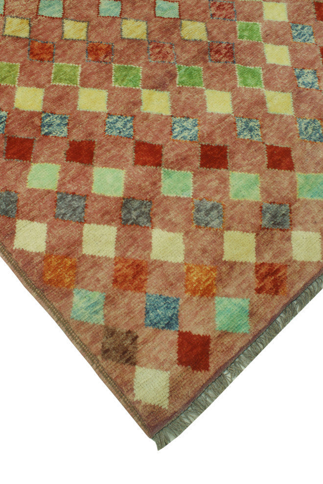 Balochi Yehuda Rose/Green Rug, 5'0x6'8