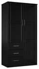 100% Solid Wood Metro 2-Door Wardrobe/Armoire, Black-Raised Panel