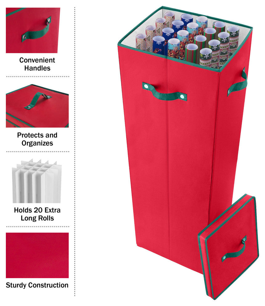 Wrapping Paper Storage Organizer Holds 20 Rolls of 40" Christmas Gift Wrap