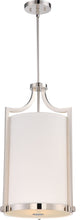 Meadow 3-Light Foyer With White Fabric Shade, Silver