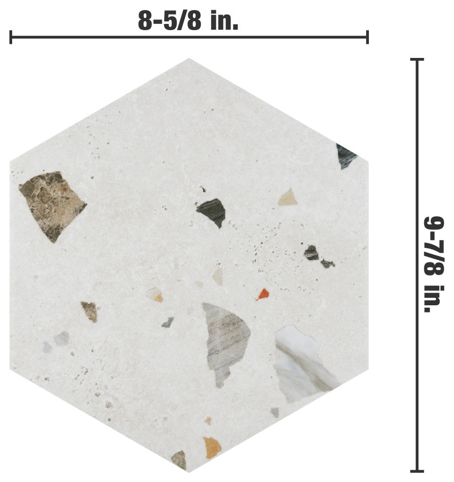 Sonar Hex White Porcelain Floor and Wall Tile