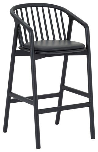 Echo, Black Oak Wood/Faux Leather, Bar Stool, 30", Single