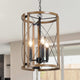LALUZ 3-Light 12-in Rustic Wooden Cage Chandelier