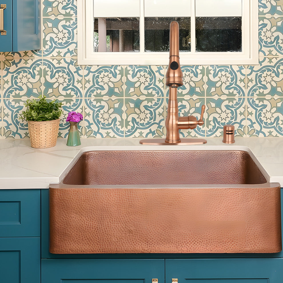Pull Down Kitchen Faucet With Deck Plate, Single Level Solid Brass Sink Faucets,