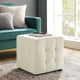 Contour Tufted Cube Performance Velvet Ottoman-Ivory