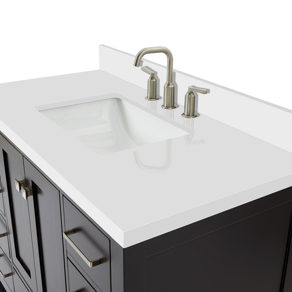 ARIEL Cambridge 43" Rectangle Sink Bathroom Vanity Espresso With Quartz Top