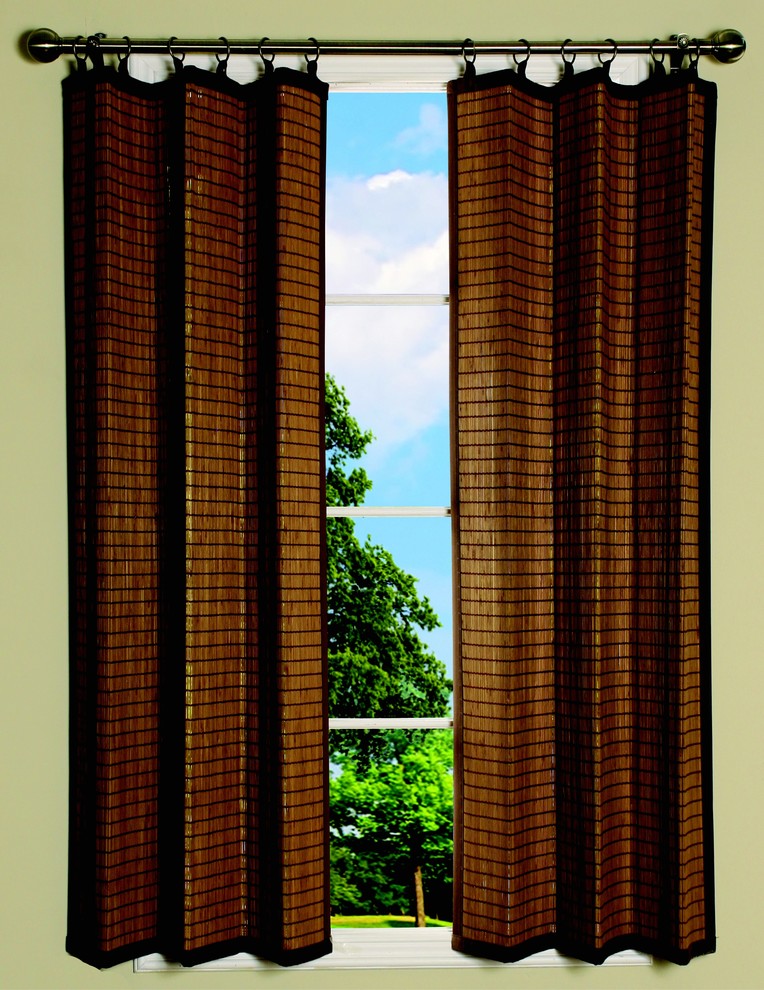 Versailles Bamboo Wood Curtain Ring Top Panel, 40"x63" Colonial