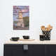 Faux Wood Texture Marblehead Lighthouse at Sunset Unframed Wall Art Prints, 12" X 18"