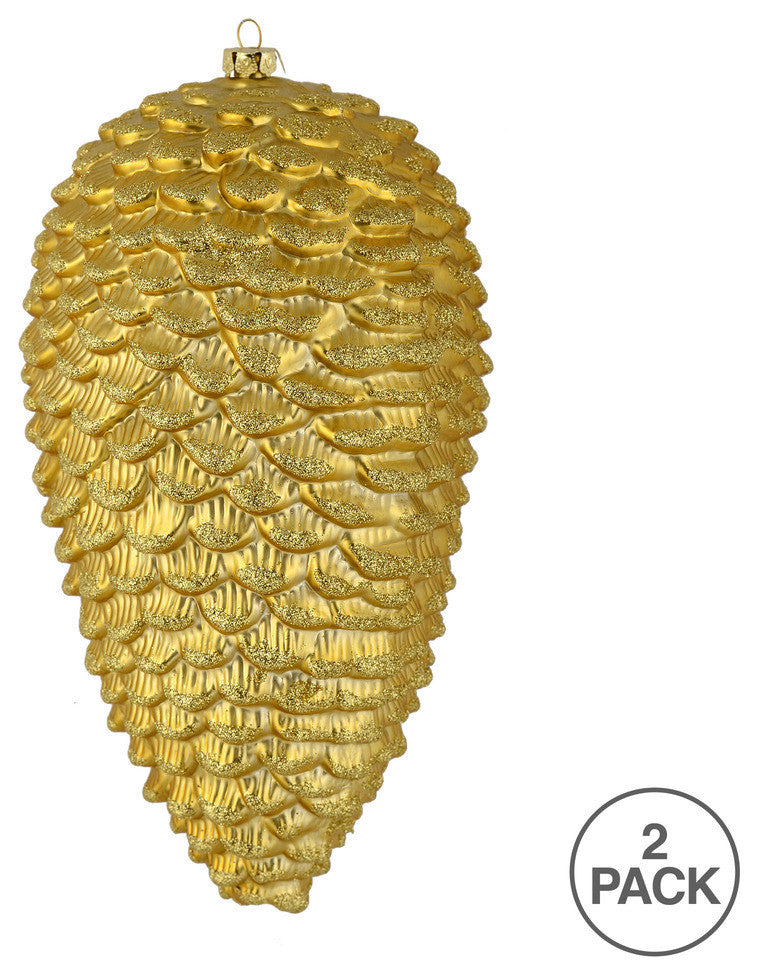 Vickerman N187308D 10" Gold Matte Glitter Pinecone Christmas Ornament