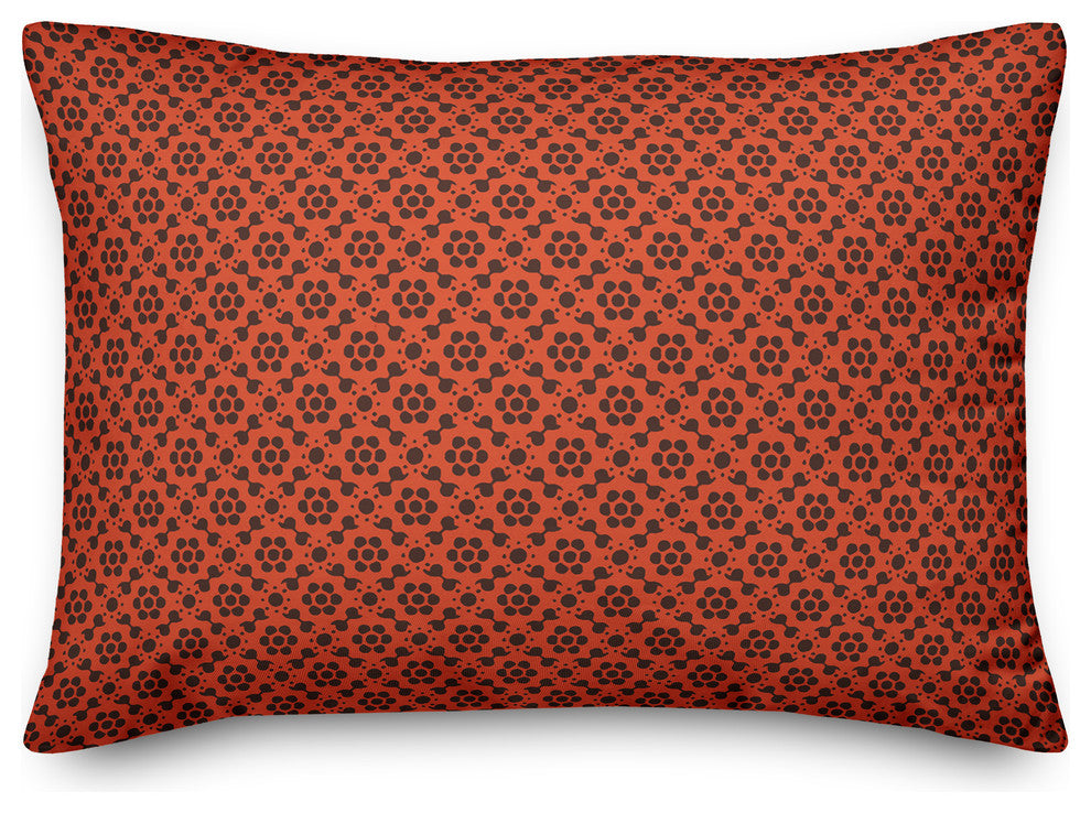 Red Floral Pattern Throw Pillow