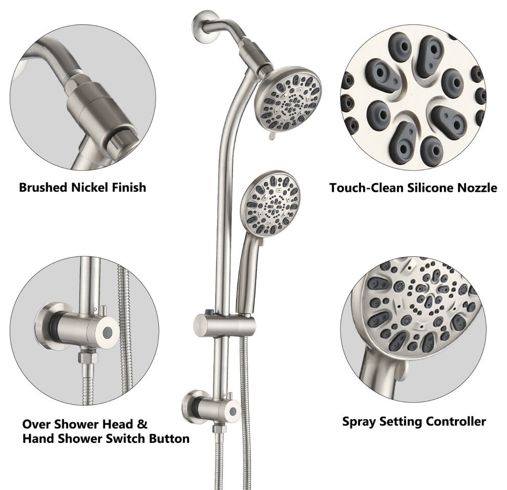 5 inch Wall-Mounted Round Shower System with Handheld Shower and Head Shower and