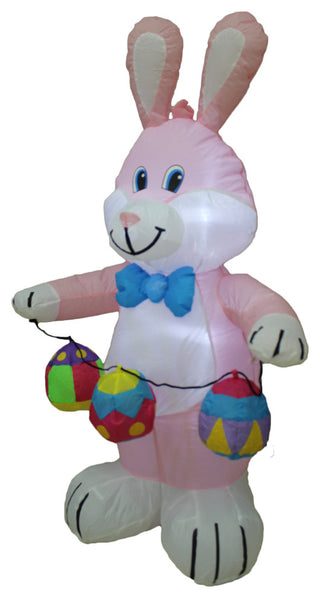 4' Party Inflatable Bunny w/Color Eggs, Yard Decoration
