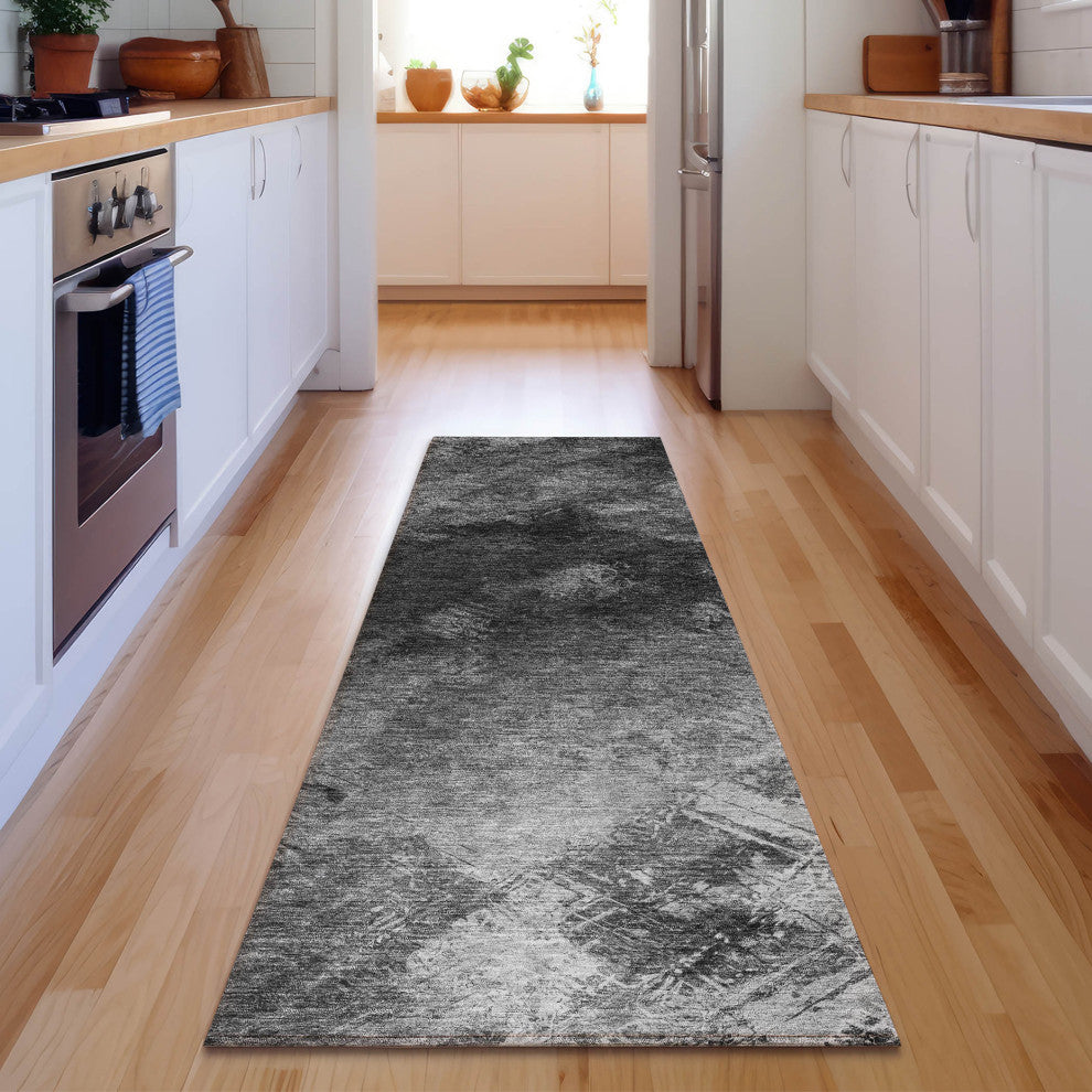 Premium Machine Washable Mayfield AMF590 Gray 2'3" x 7'6" Runner Rug