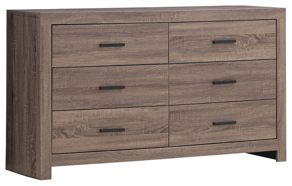 6 Drawers Wooden Dresser, Barrel Oak
