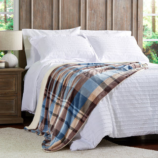 LHC Poly Fleece Sherpa Throw Blanket, Horizon