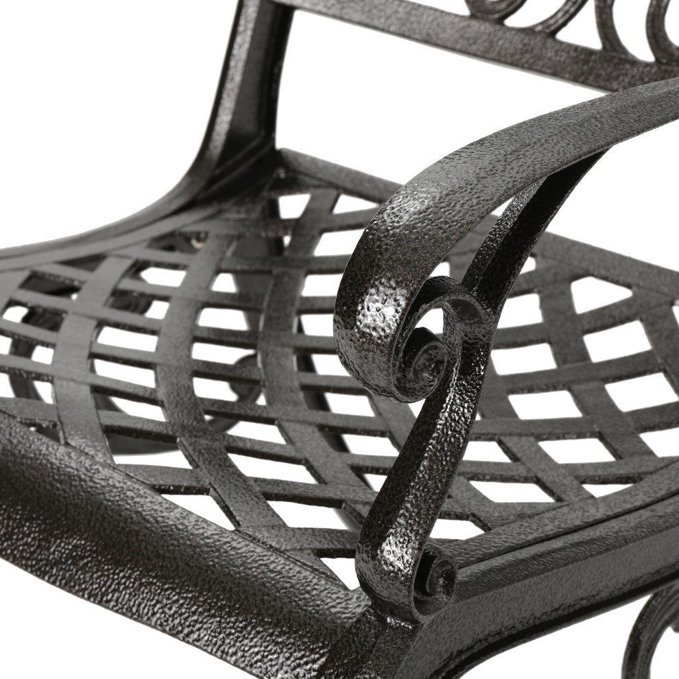 GDF Studio 7-Piece Clarisse Outdoor Finished Aluminum Dining Set, Hammered Bronze