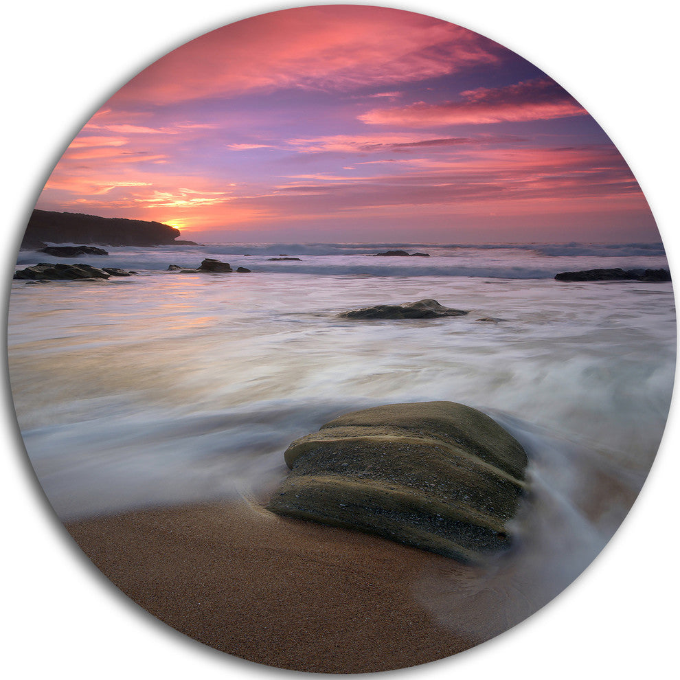 Beautiful Guincho Beach In Portugal, Seascape Disc Metal Artwork, 36"
