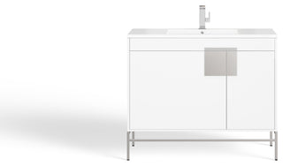The Lancado Bathroom Vanity, White, 40", Single Sink, Freestanding