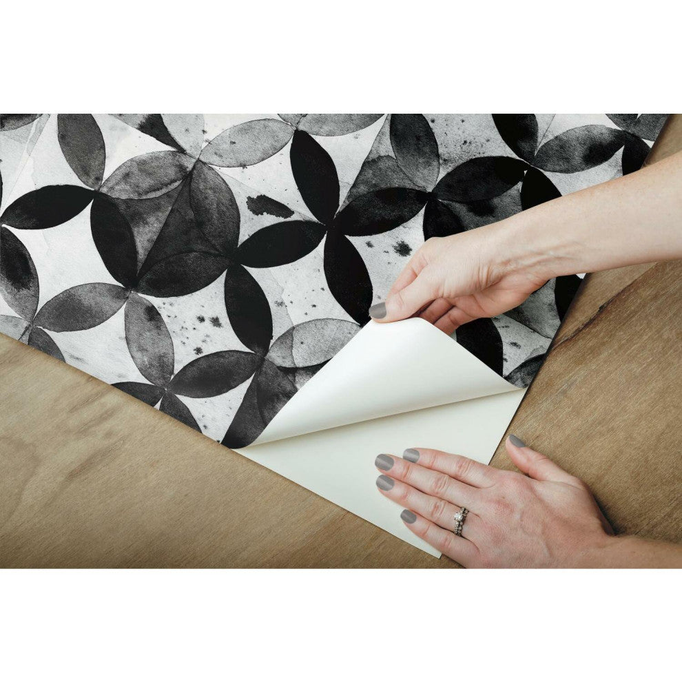 Paul Brent Moroccan Tile Peel & Stick Wallpaper, black