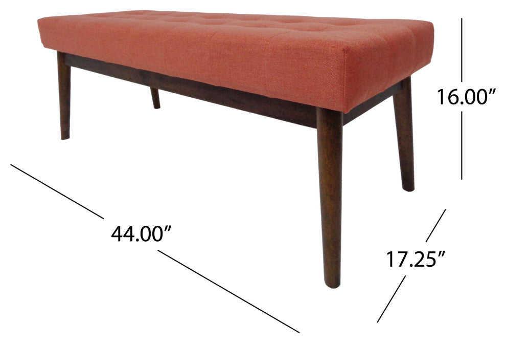 GDF Studio Flora Mid Century Tufted Fabric Ottoman, Coral